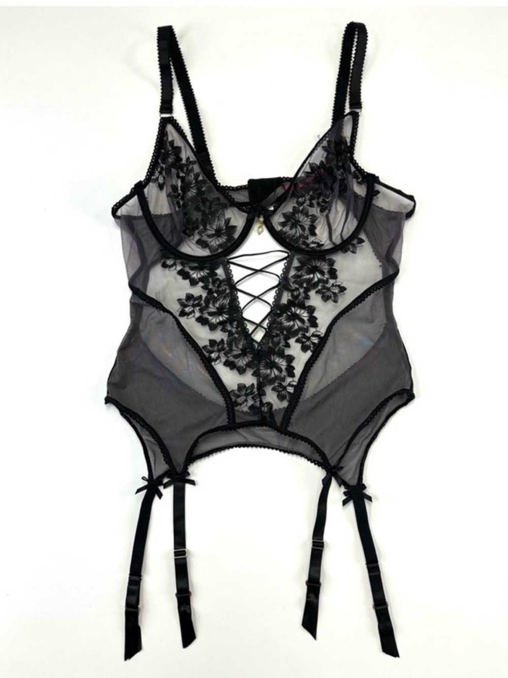 Seven til Midnight sheer bodysuit 3X 4x Curvy girl lace mesh garter belt Sexy